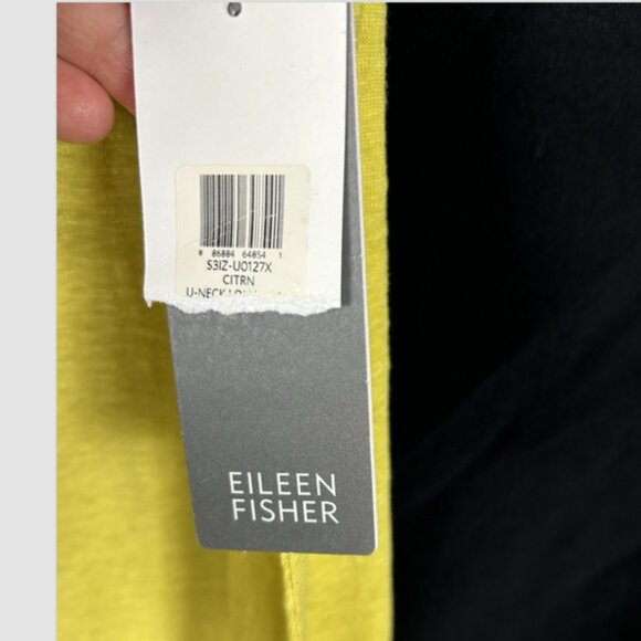 EILEEN FISHER U Neck Top Plus size 2X  Linen Jersey Citron Sleeveless Simple NEW - Picture 6 of 7